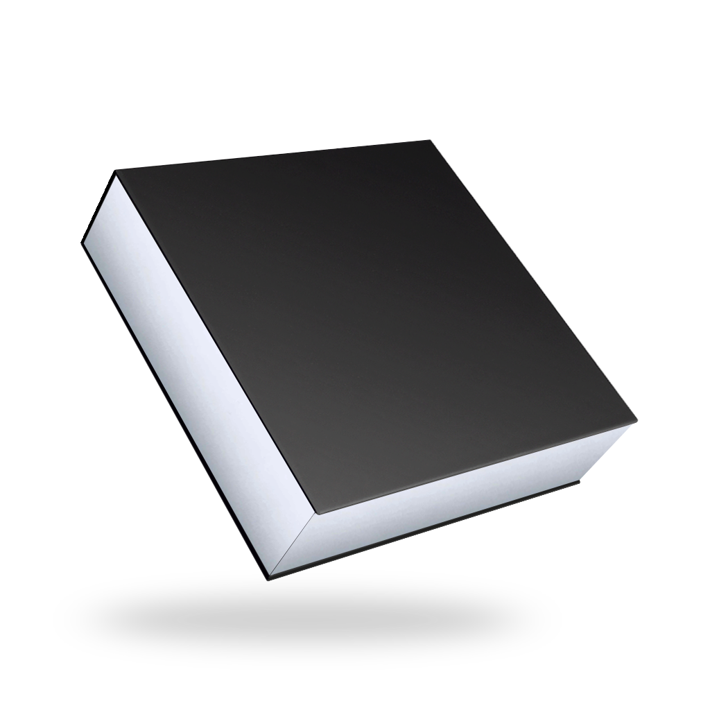 Black outside, Silver inside Square Magnetic Box - closed