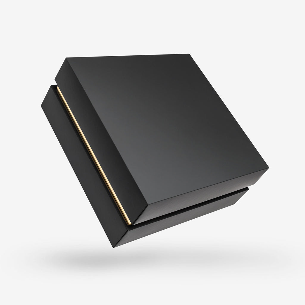 Black outside, Gold inside Square Box with Lid - closed
