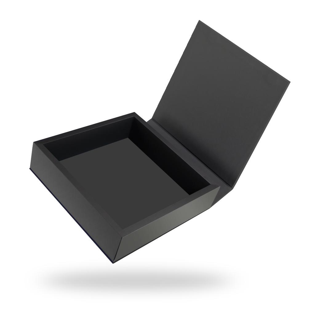 Black Square Magnetic Closure Box - open