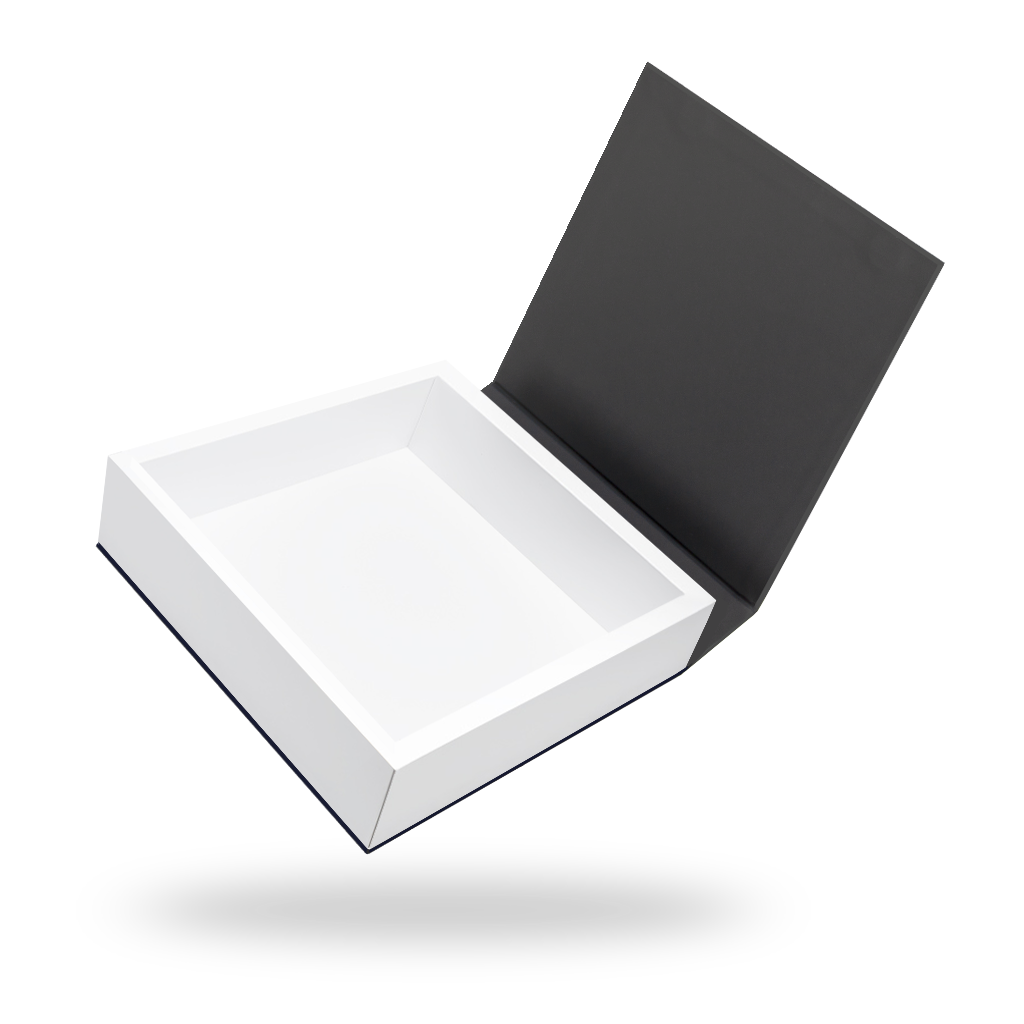 Black outside, White inside Square Magnetic Box - open