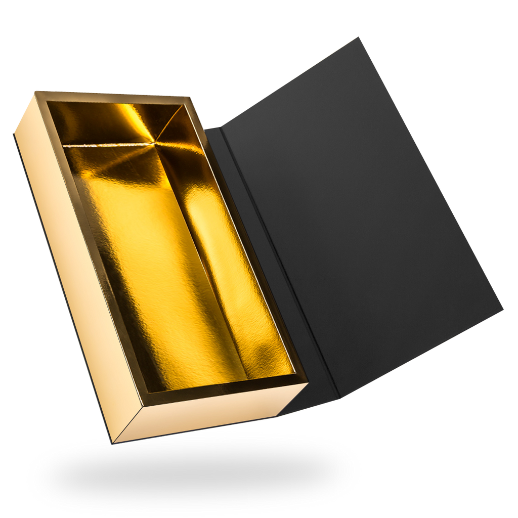 Black outside, Gold inside Rectangular Magnetic Box - open