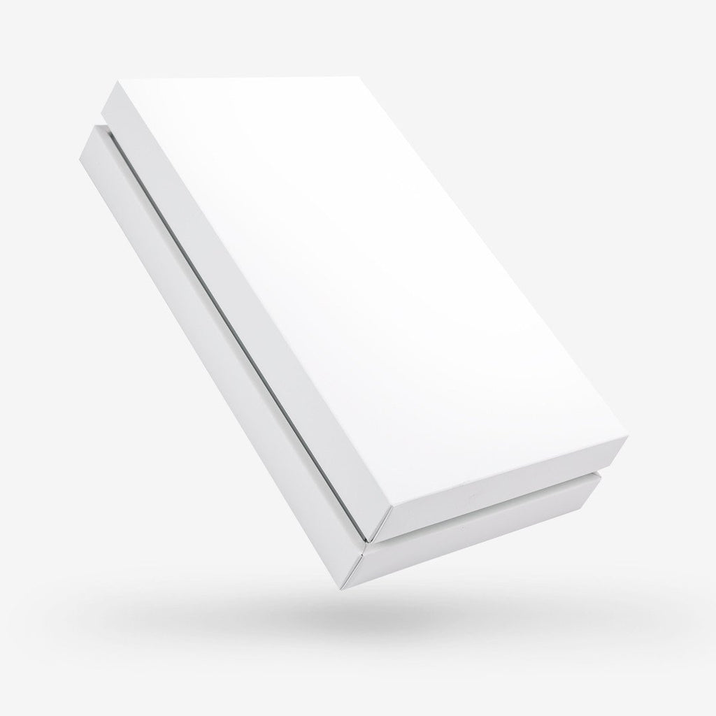 White outside, Silver inside Rectangular Box with Lid - closed