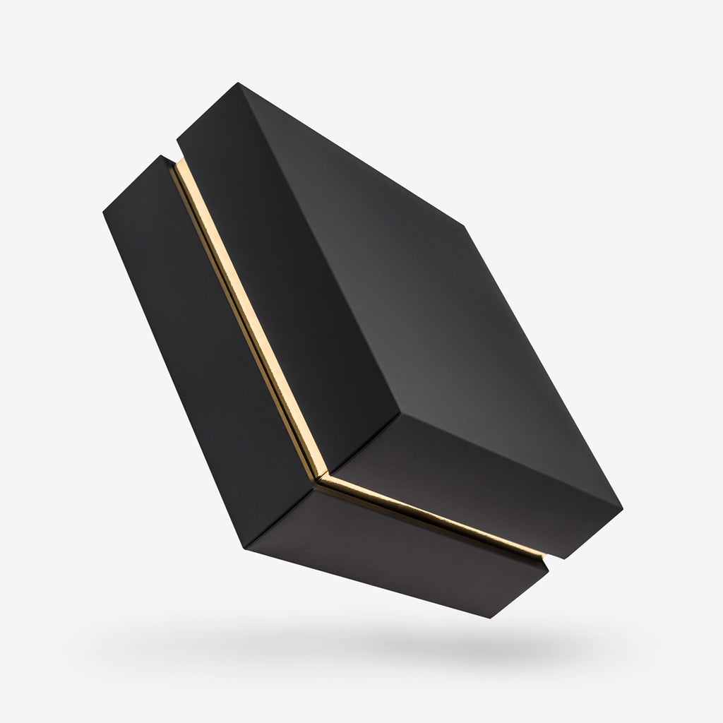 Black outside, Gold inside Square Box with Lid - closed
