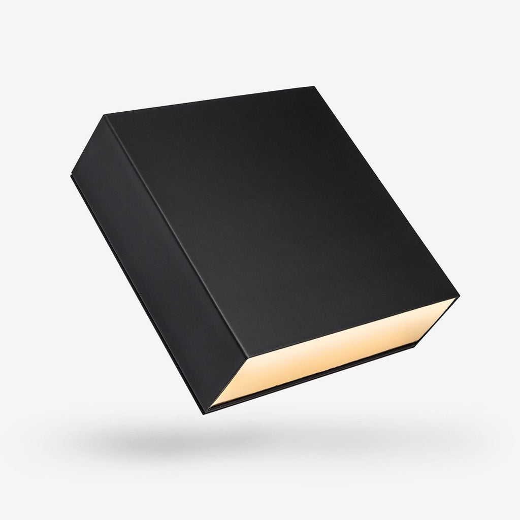 Black outside, Gold inside Square Rigid Sleeve Box - closed