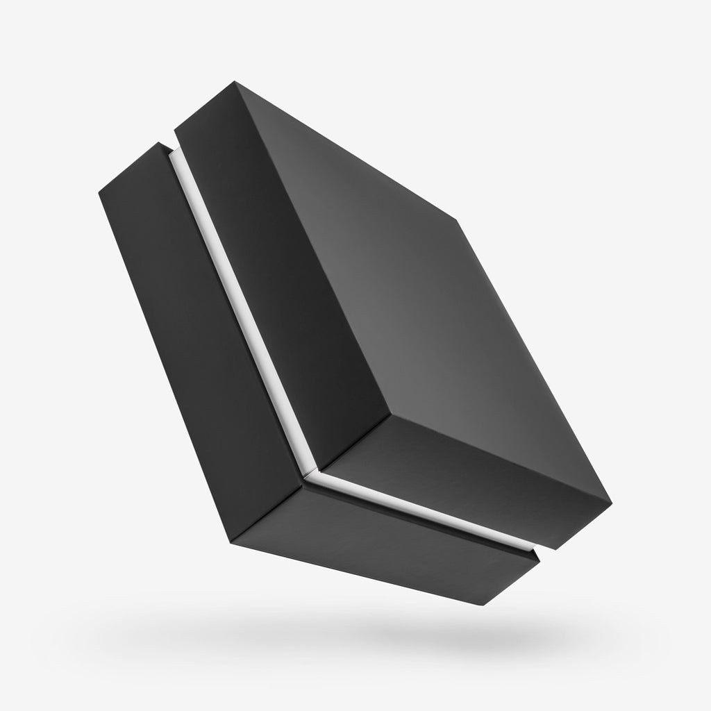 Black outside, White inside Square Box with Lid - closed