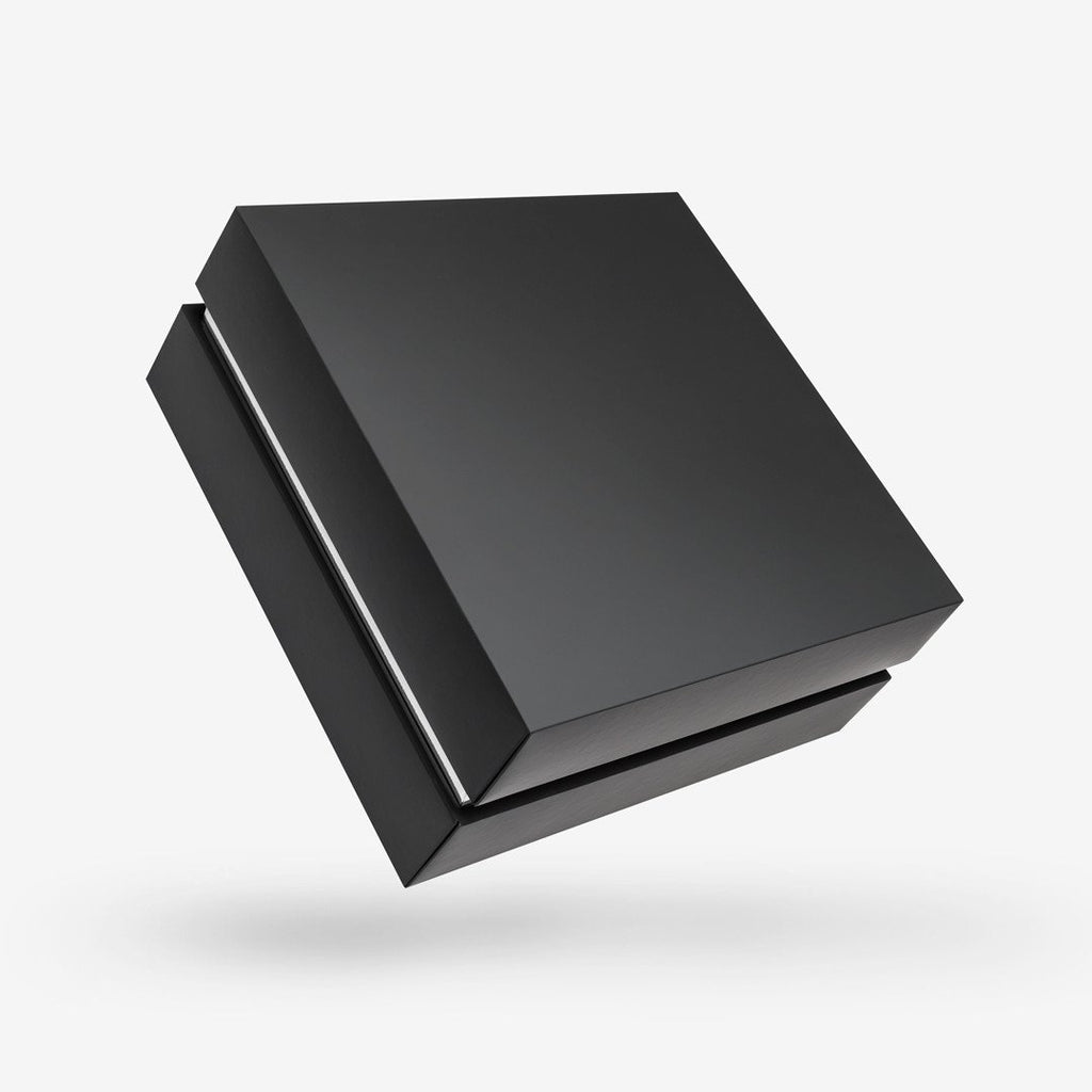 Black outside, Silver inside Square Box with Lid - closed
