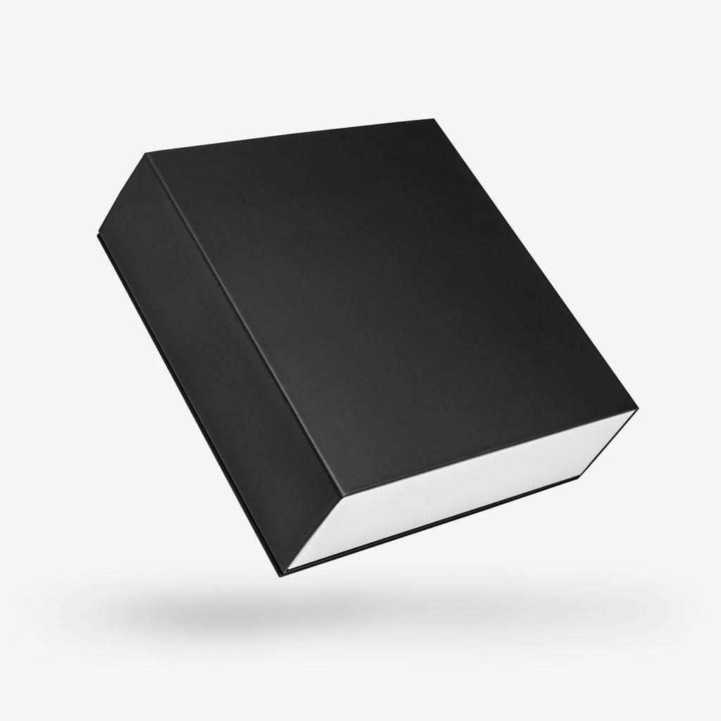 Black outside, White inside Square Rigid Sleeve Box - closed