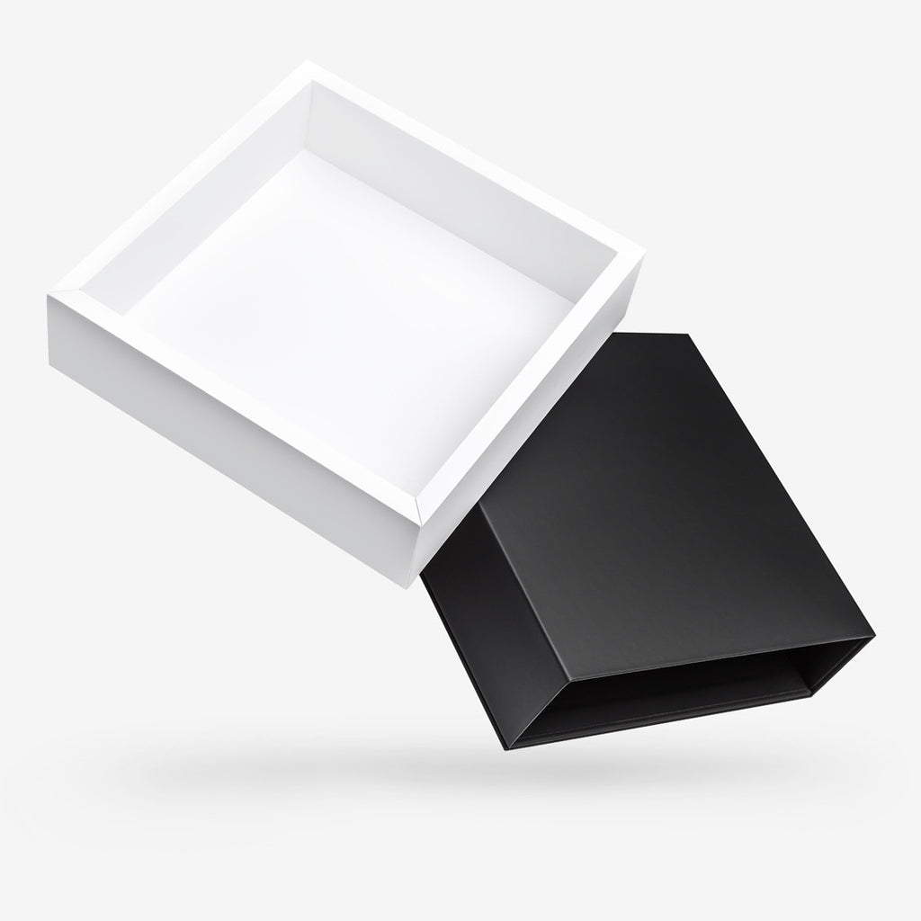 Black outside, White inside Square Rigid Sleeve Box - open