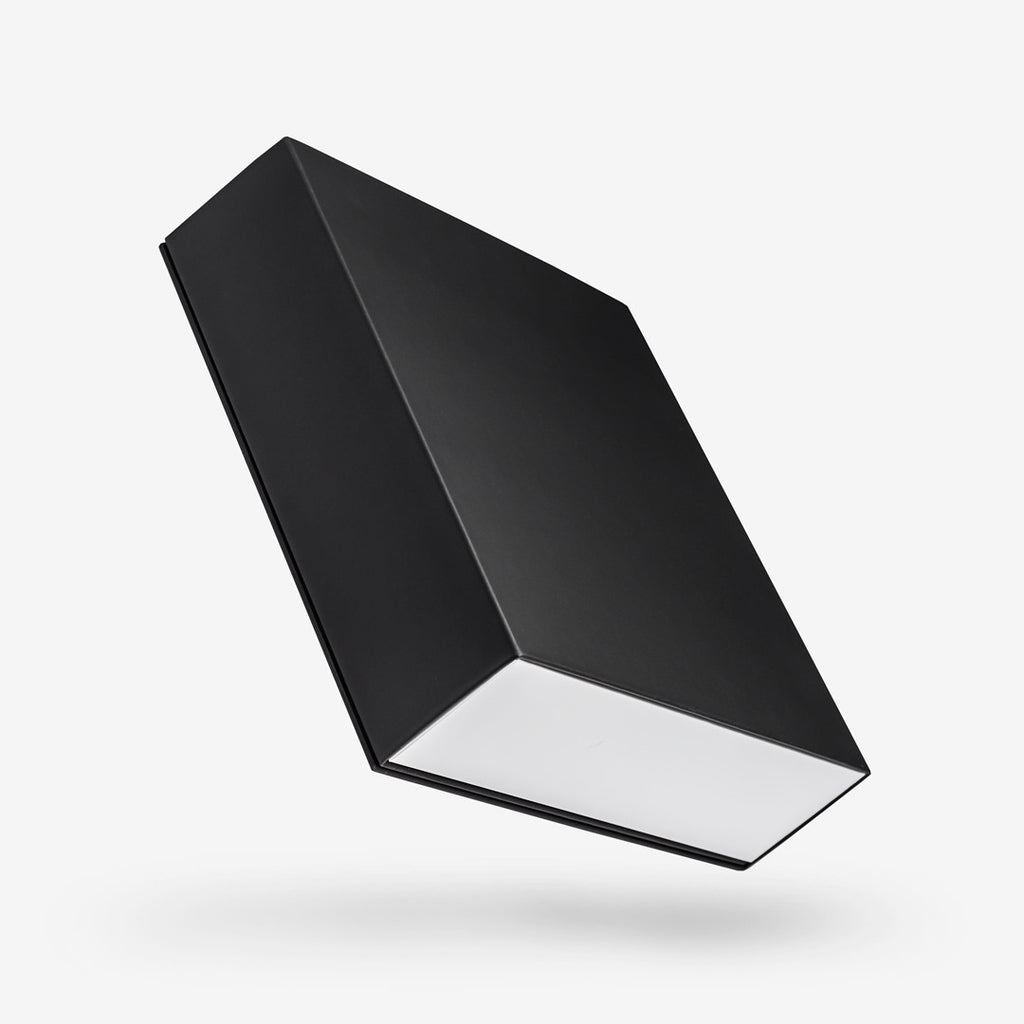 Black outside, White inside Square Rigid Sleeve Box - closed