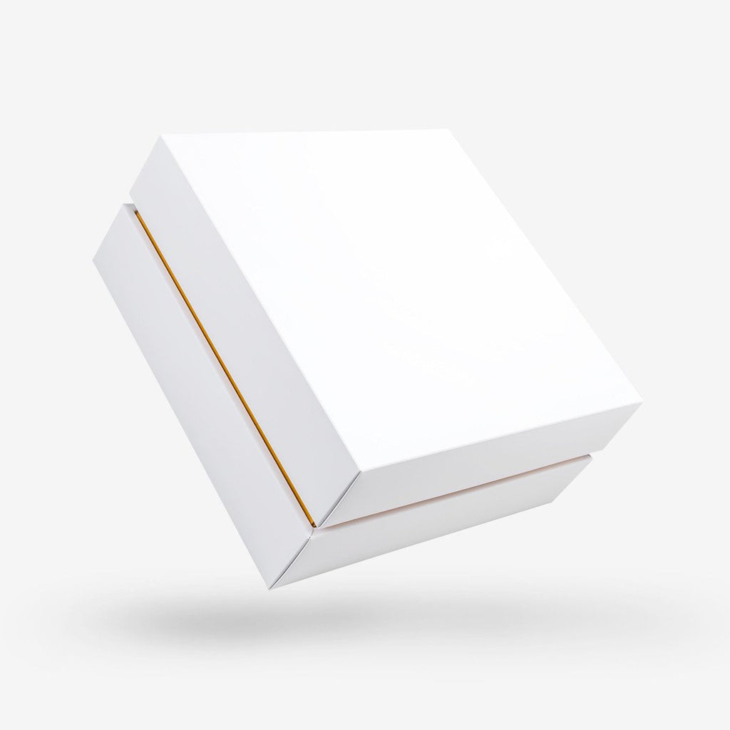 White outside, Gold inside Square Box with Lid - closed