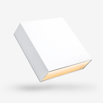 White outside, Gold inside Square Rigid Sleeve Box - closed